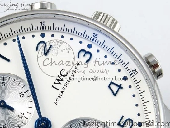 MIROTIME 0103 Casual Portuguese Chrono IW3716 Z+F 1:1 Best Edition White Dial on Blue Rubber Strap A 7016